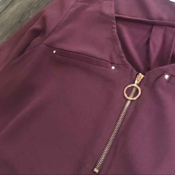 TEMPTED Pretty Purple/Mauve Blouse Gold detailing - Picture 3 of 5